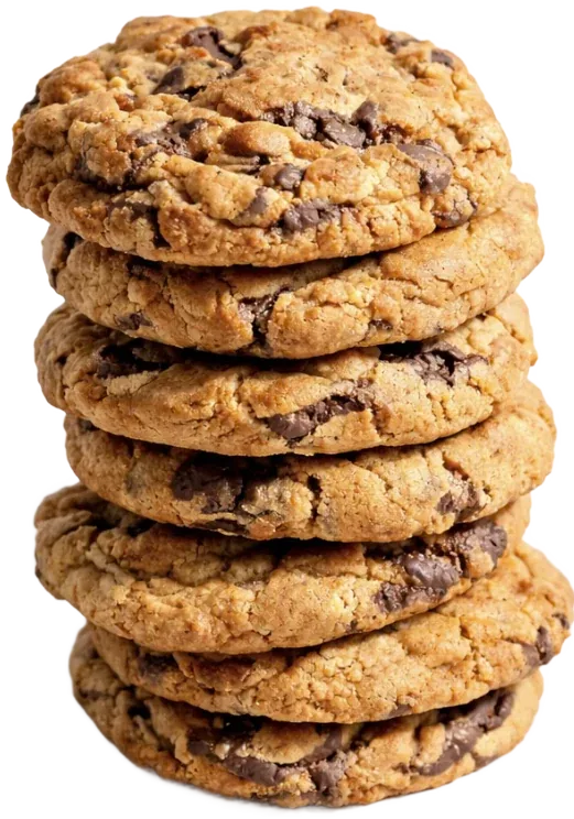 A stack of chocolate chunk cookies at Scene