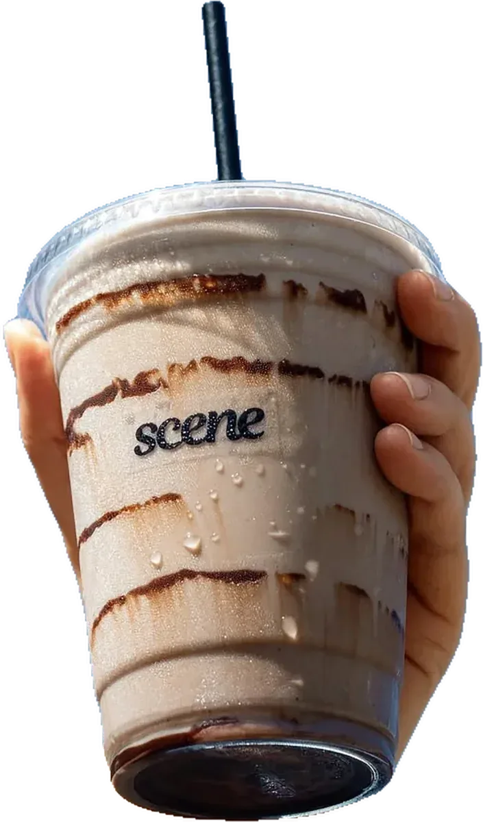 Iced chocolate in a Scene cup